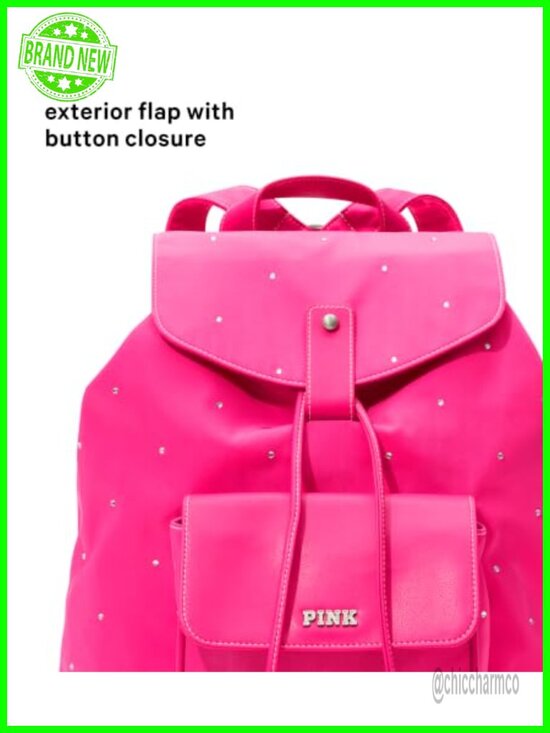 Nylon Fashion Backpack with Drawstring Closure, Adjustable Straps, Flap Pocket
